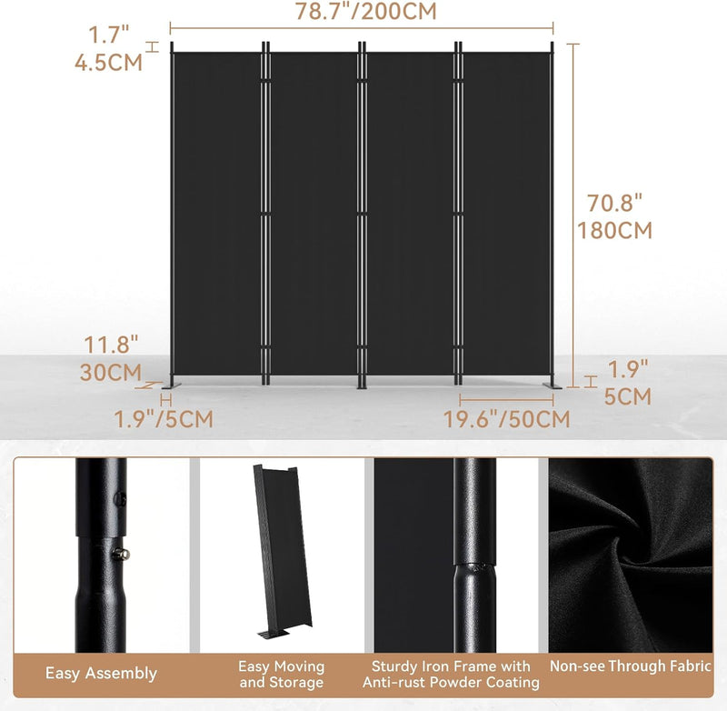 6 Panels 6FT Room Divider and Folding