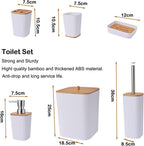 6 Pieces Bamboo Bathroom Accessories Set Luxury Accessory