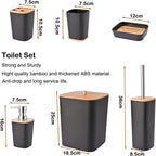 6 Pieces Bamboo Bathroom Accessories Set Luxury Accessory