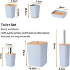 6 Pieces Bamboo Bathroom Accessories Set Luxury Accessory