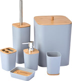 6 Pieces Bamboo Bathroom Accessories Set Luxury Accessory