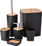 6 Pieces Bamboo Bathroom Accessories Set Luxury Accessory