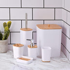 6 Pieces Bamboo Bathroom Accessories Set Luxury Accessory