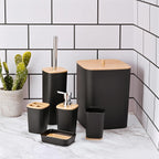 6 Pieces Bamboo Bathroom Accessories Set Luxury Accessory