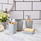 6 Pieces Bamboo Bathroom Accessories Set Luxury Accessory