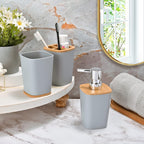 6 Pieces Bamboo Bathroom Accessories Set Luxury Accessory