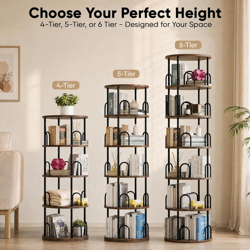 6-Shelf Rotating Bookcase