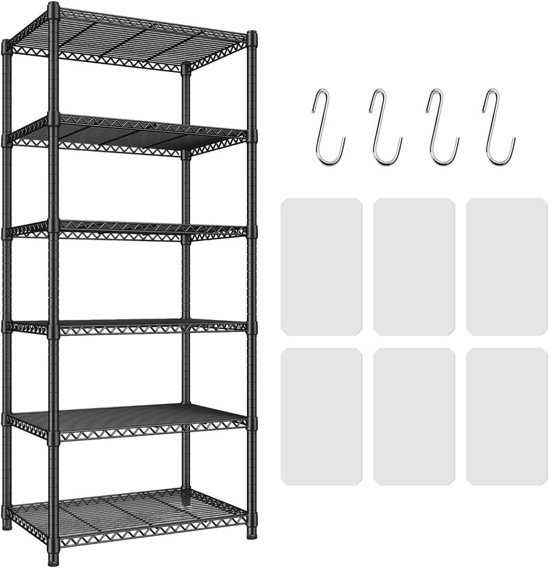 6-Shelf Storage Rack Unit with Height Adjustable Shelves