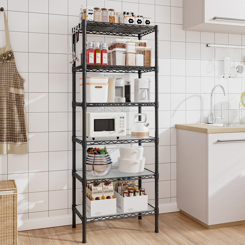 6-Shelf Storage Rack Unit with Height Adjustable Shelves