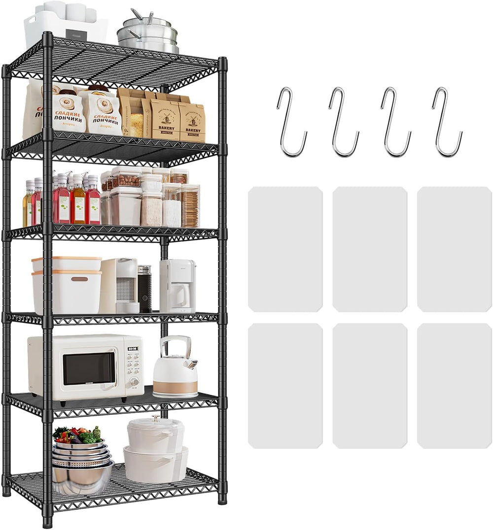 6-Shelf Storage Rack Unit with Height Adjustable Shelves