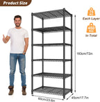 6-Shelf Storage Rack Unit with Height Adjustable Shelves