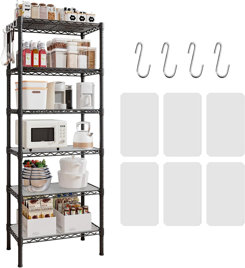 6-Shelf Storage Rack Unit with Height Adjustable Shelves