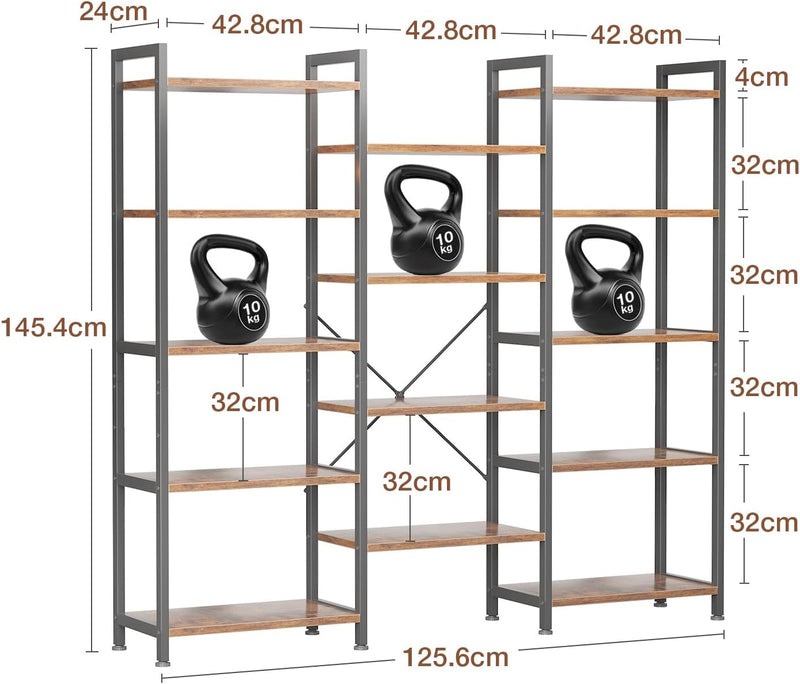 6-Tier Book Shelf Industrial Bookcase Shelving 3