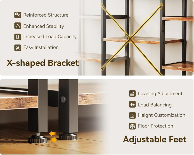 6-Tier Book Shelf Industrial Bookcase Shelving 3