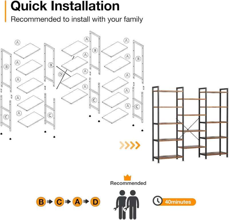 6-Tier Book Shelf Industrial Bookcase Shelving 3