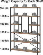 6 Tier Bookcase Modern Large Wide Book Shelf