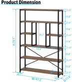 6 Tier Bookcase Modern Large Wide Book Shelf