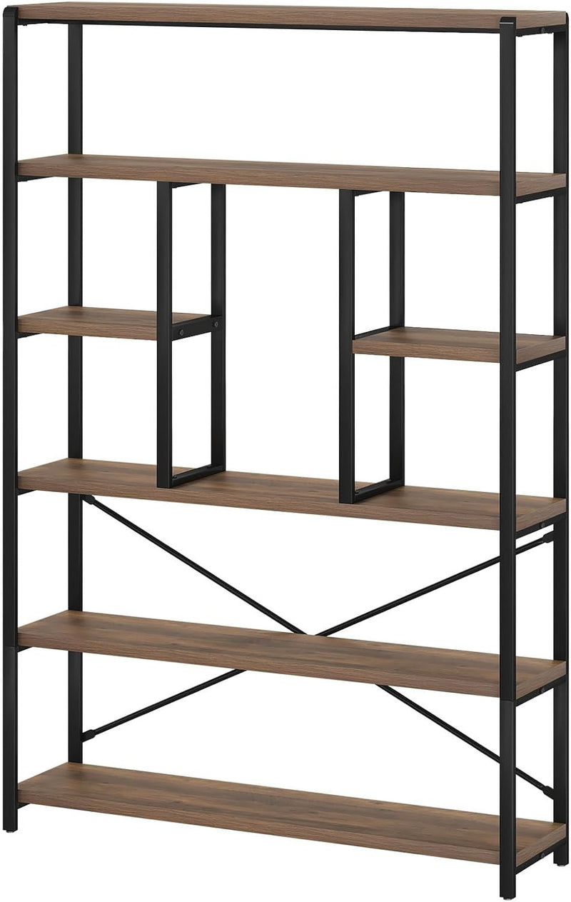 6 Tier Bookcase Modern Large Wide Book Shelf