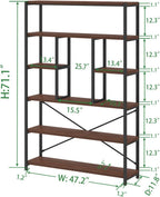 6 Tier Bookcase Modern Large Wide Book Shelf