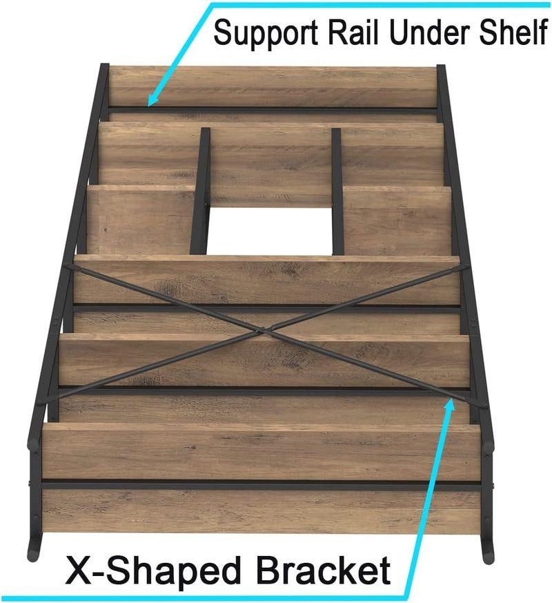 6 Tier Bookcase Modern Large Wide Book Shelf