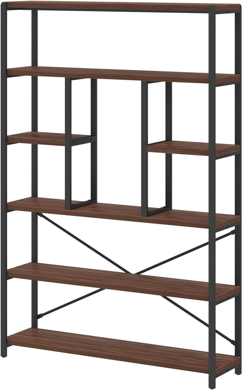 6 Tier Bookcase Modern Large Wide Book Shelf