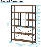 6 Tier Bookcase Modern Large Wide Book Shelf