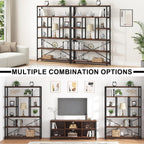 6 Tier Bookcase Modern Large Wide Book Shelf