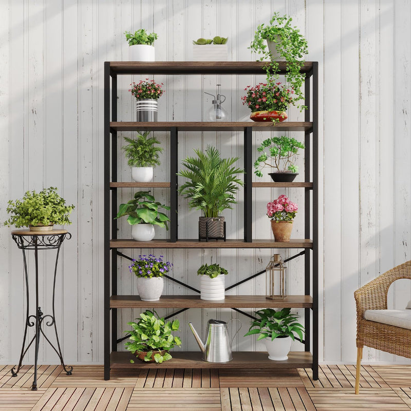6 Tier Bookcase Modern Large Wide Book Shelf