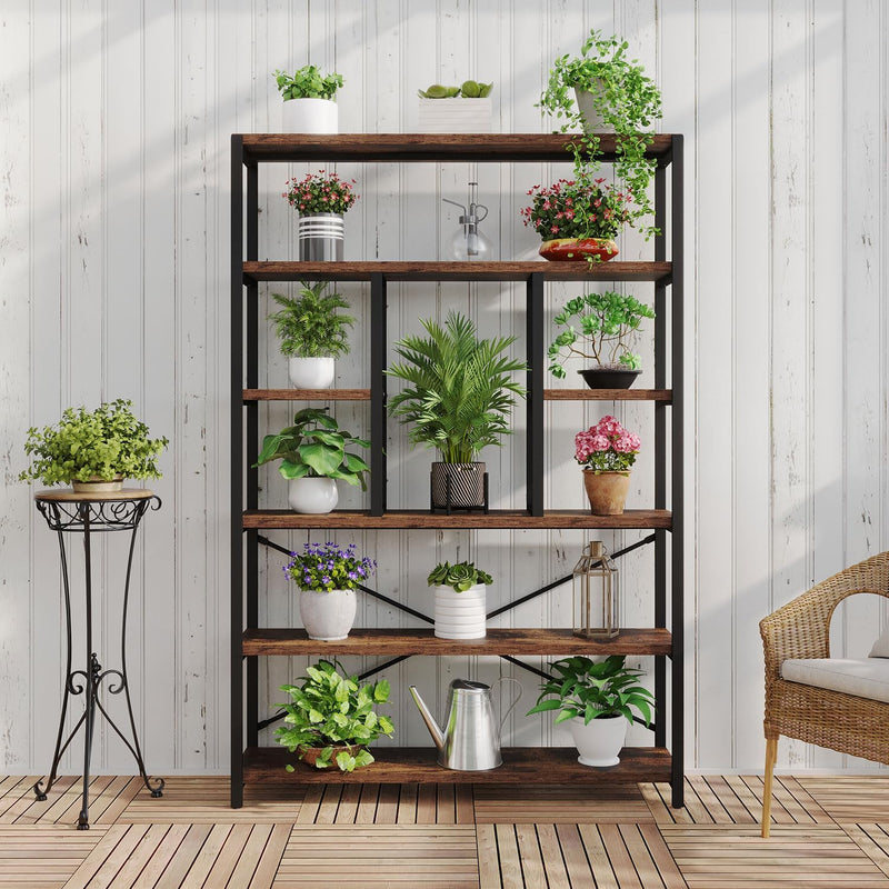 6 Tier Bookcase Modern Large Wide Book Shelf