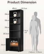6-Tier Bookcase with Doors Storage Cabinet 176.4CM