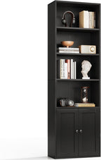6-Tier Bookcase with Doors Storage Cabinet 176.4CM