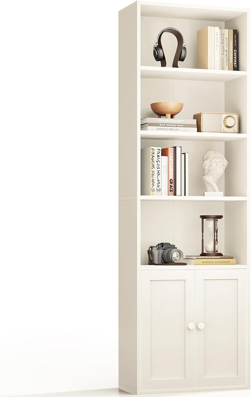 6-Tier Bookcase with Doors Storage Cabinet 176.4CM
