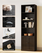 6-Tier Bookcase with Doors Storage Cabinet 176.4CM