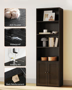 6-Tier Bookcase with Doors Storage Cabinet 176.4CM