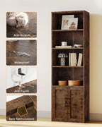 6-Tier Bookcase with Doors Storage Cabinet 176.4CM