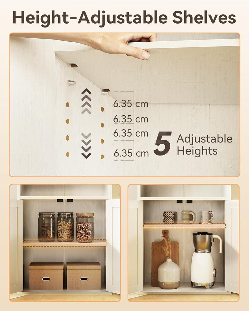 6-Tier Bookcase with Doors Storage Cabinet 176.4CM