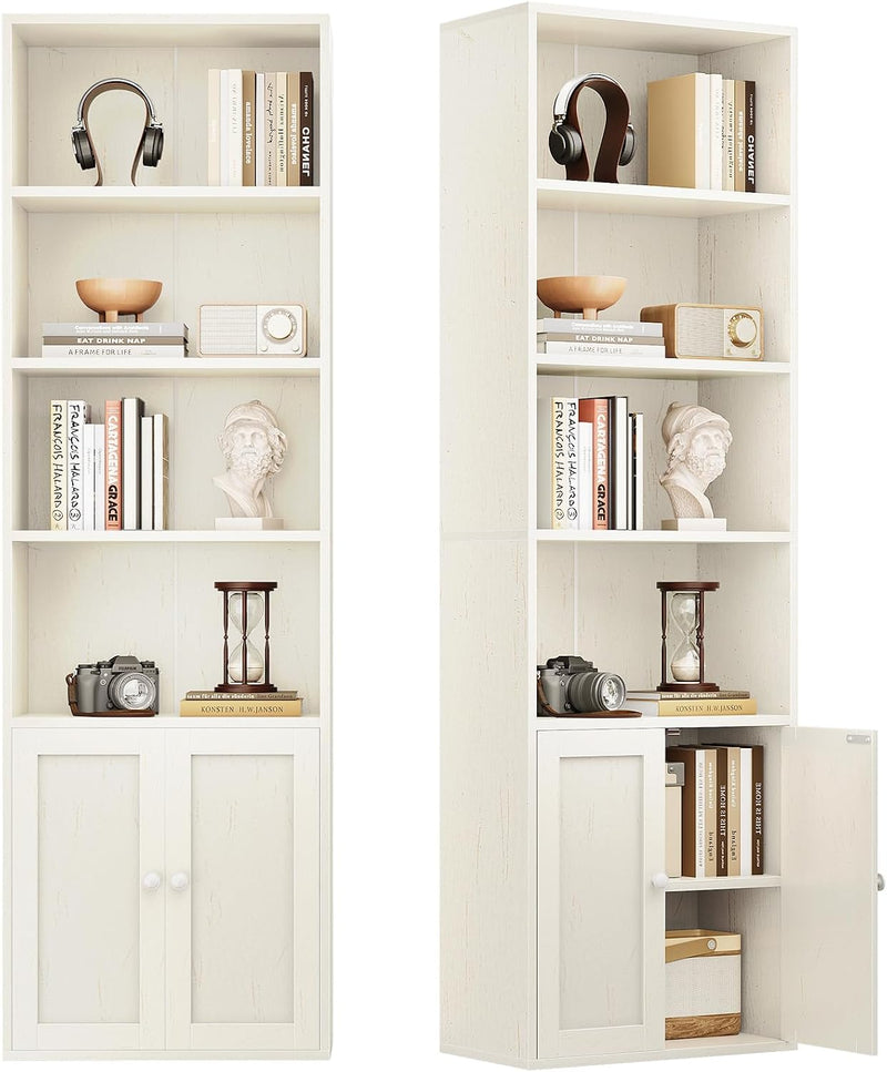 6-Tier Bookcase with Doors Storage Cabinet 176.4CM