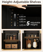 6-Tier Bookcase with Doors Storage Cabinet 176.4CM