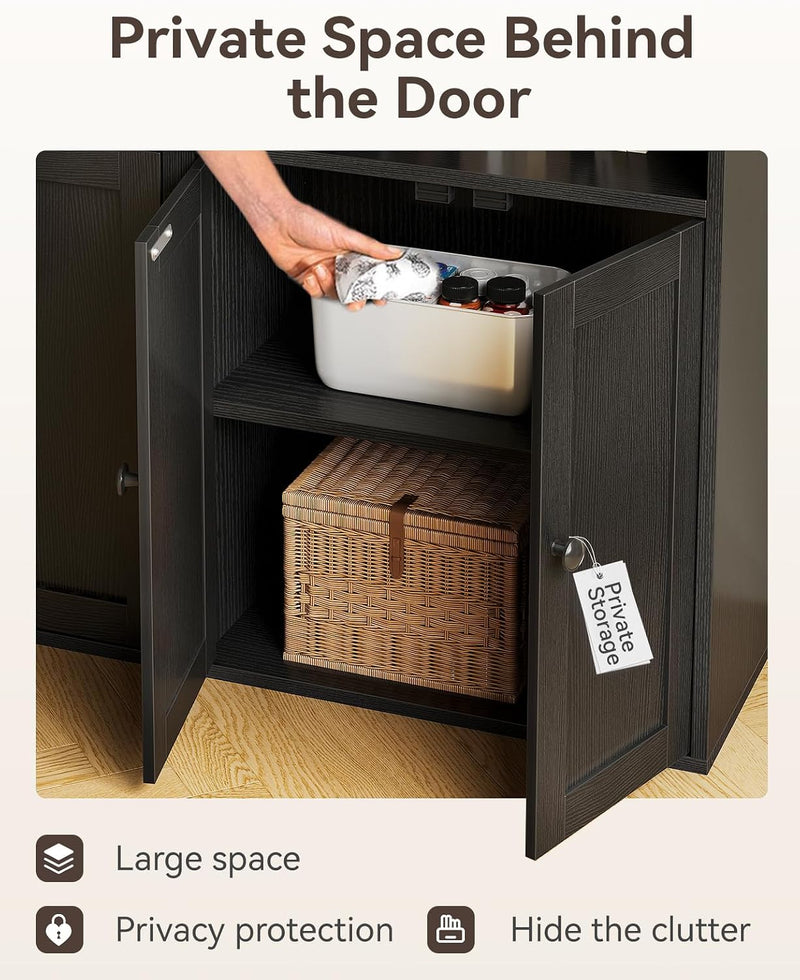 6-Tier Bookcase with Doors Storage Cabinet 176.4CM