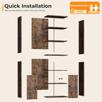 6-Tier Bookcase with Doors Storage Cabinet 176.4CM