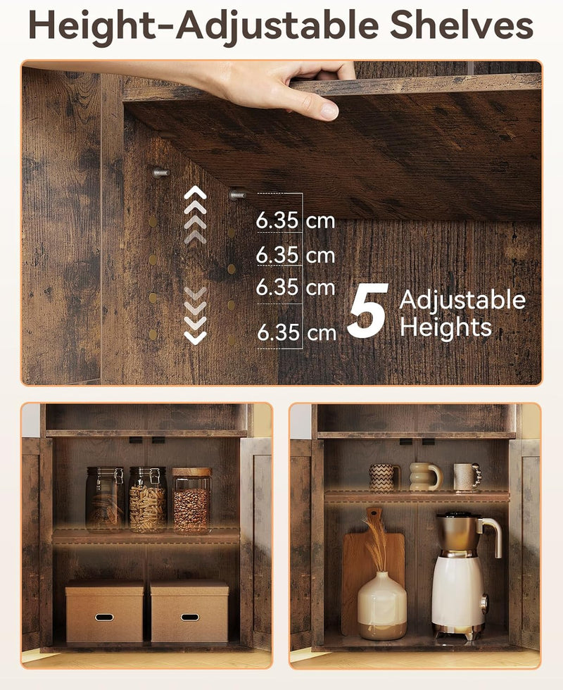 6-Tier Bookcase with Doors Storage Cabinet 176.4CM