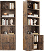 6-Tier Bookcase with Doors Storage Cabinet 176.4CM