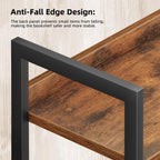 5 Tier Slim Bookshelf Bookcase with Backboard Rustic