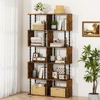 6-Tier Bookshelf S-Shaped Shelving Unit