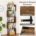 6-Tier Bookshelf S-Shaped Shelving Unit