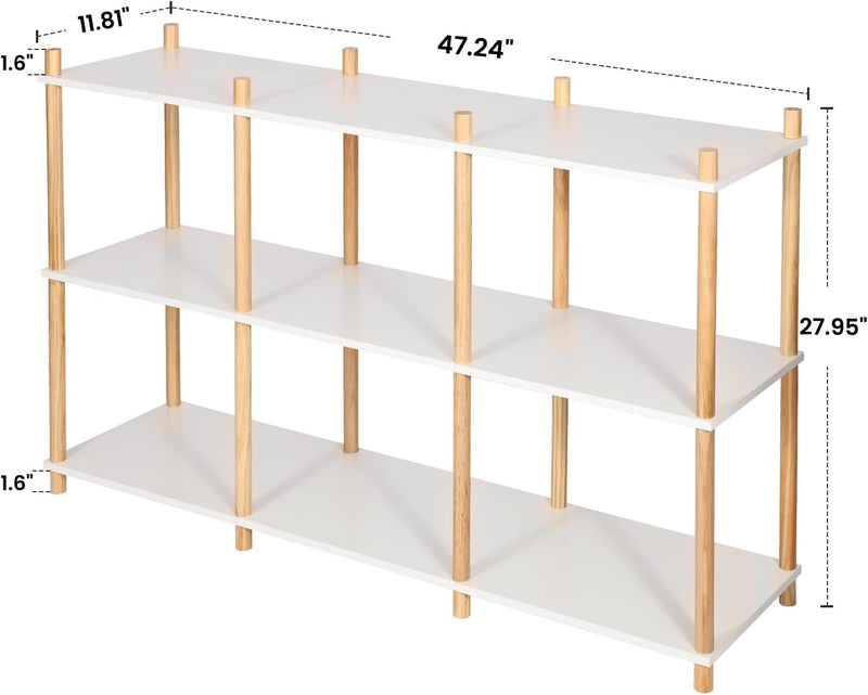 6 Tier Bookshelf Tall Shelving Unit Wooden Floor