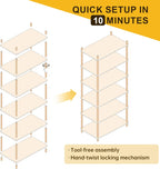 6 Tier Bookshelf Tall Shelving Unit Wooden Floor