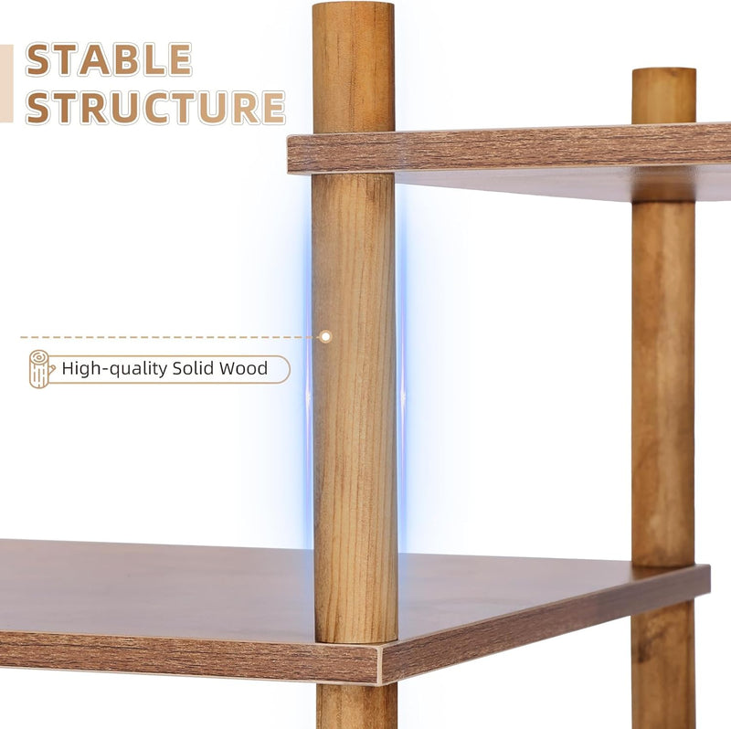 6 Tier Bookshelf Tall Shelving Unit Wooden Floor