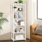 6 Tier Bookshelf Tall Shelving Unit Wooden Floor