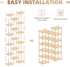 6 Tier Bookshelf Tall Shelving Unit Wooden Floor